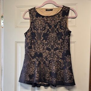 Apt. 9 Elegant Black and Tan Patterned Tank Top